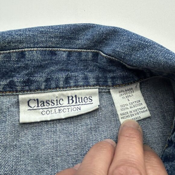 Classic Blues Collection Women's L Denim Jean Jacket Cotton Button Trucker - Picture 5 of 16